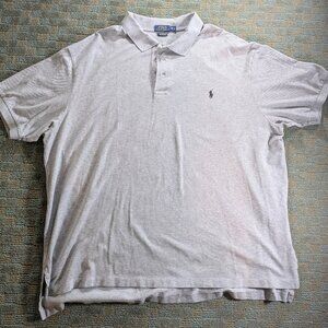 Polo Ralph Lauren Shirt 3XB BIG Men Gray Sleeve Blue Pony Golf XXXL Black Pony